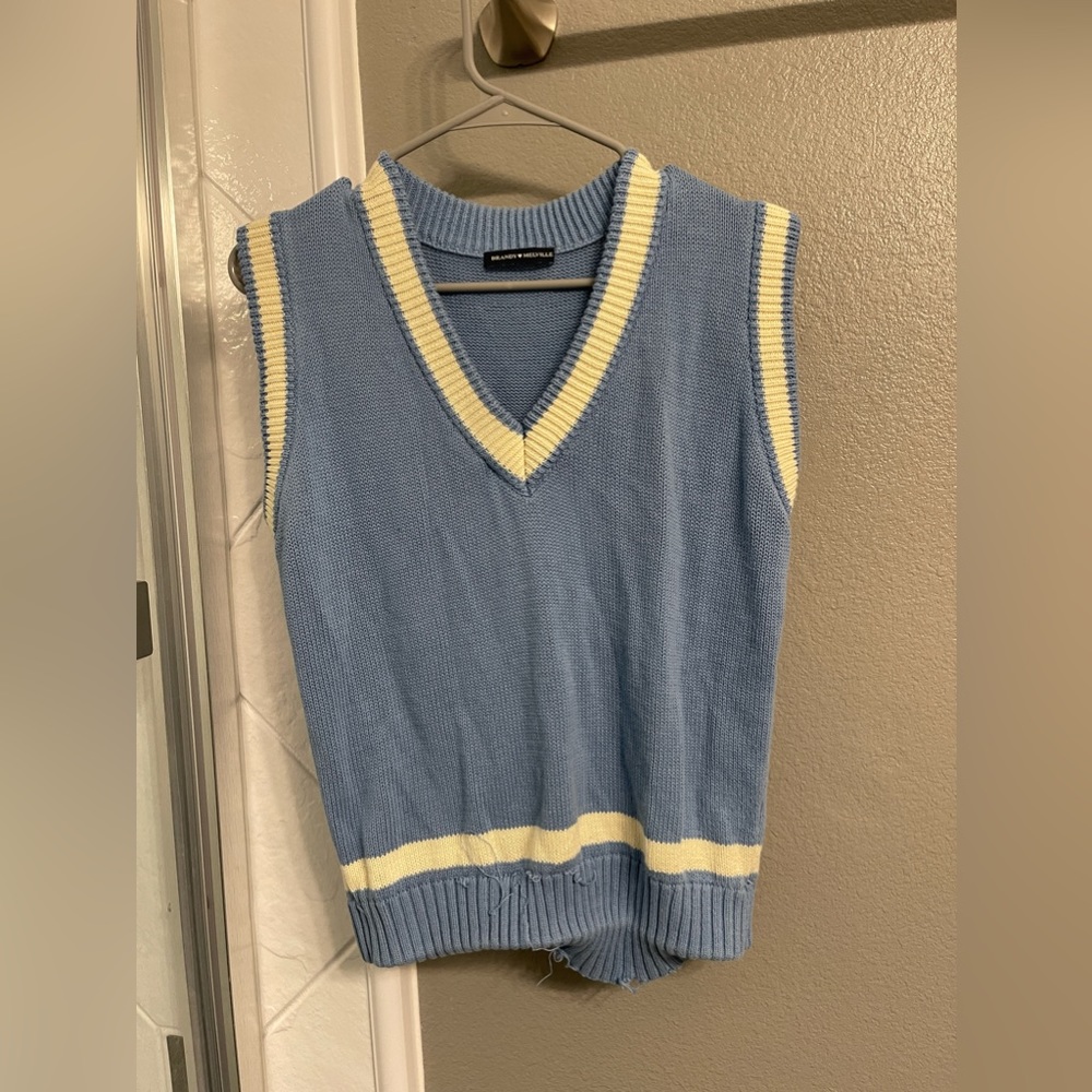 Brandy Melville Knit Vest - Blue, Cream (One size)